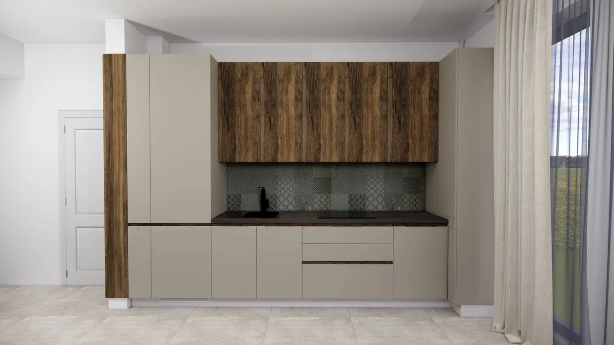 Mobila Bucatarie pe un perete, unita cu Living-Room si Hol, 63m², x H 244cm — foto 6 din 7