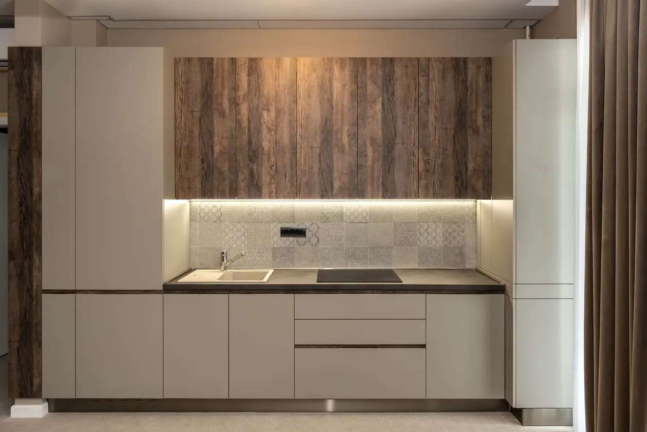 Mobila Bucatarie pe un perete, unita cu Living-Room si Hol, 63m², x H 244cm — foto 14 din 36