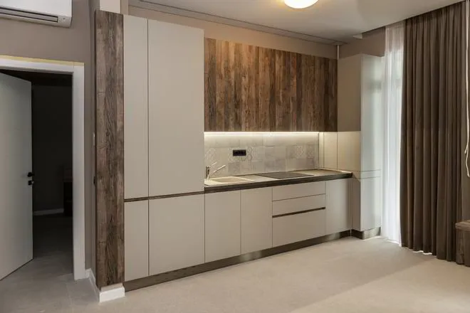 Mobila Bucatarie pe un perete, unita cu Living-Room si Hol, 63m², x H 244cm — foto 2 din 7